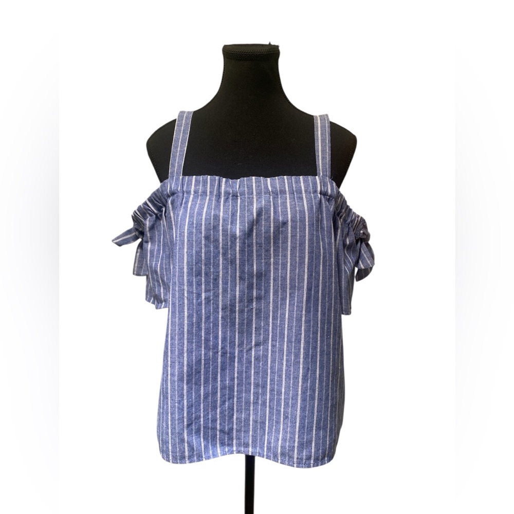 Love Tree Navy Striped Tank Top/Open Shoulder GUC L